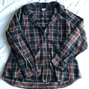 LL Bean Flannel Plaid Navy Medium EUC